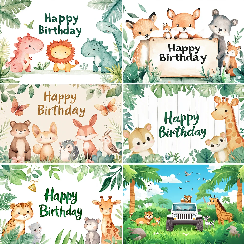 

Wild One Safari Custom Birthday Canvas Jungle Backdrop Children Party Decor Baby Name Personalized Poster Photozone Background