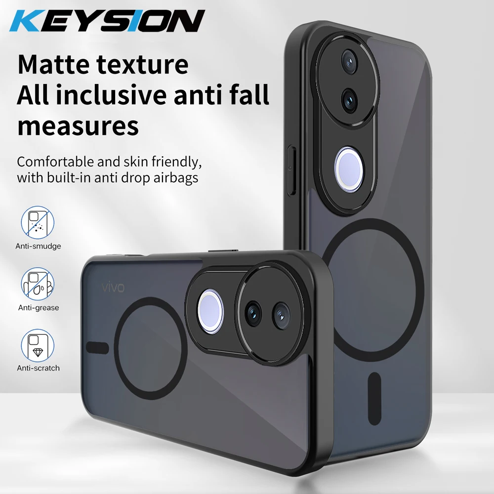 

Магнитный чехол KEYSION для телефона VIVO V50, мягкий силикон + ПК, матовая полупрозрачная противоударная задняя крышка для VIVO V50 5G