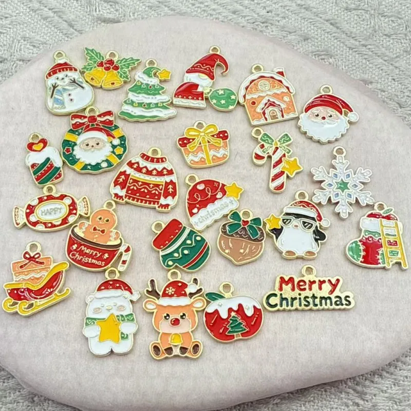 New 10pcs Enamel Christmas Deer Charms Christmas Reindeer Charms & Pendants for Earrings Necklace Jewelry Making Accessories
