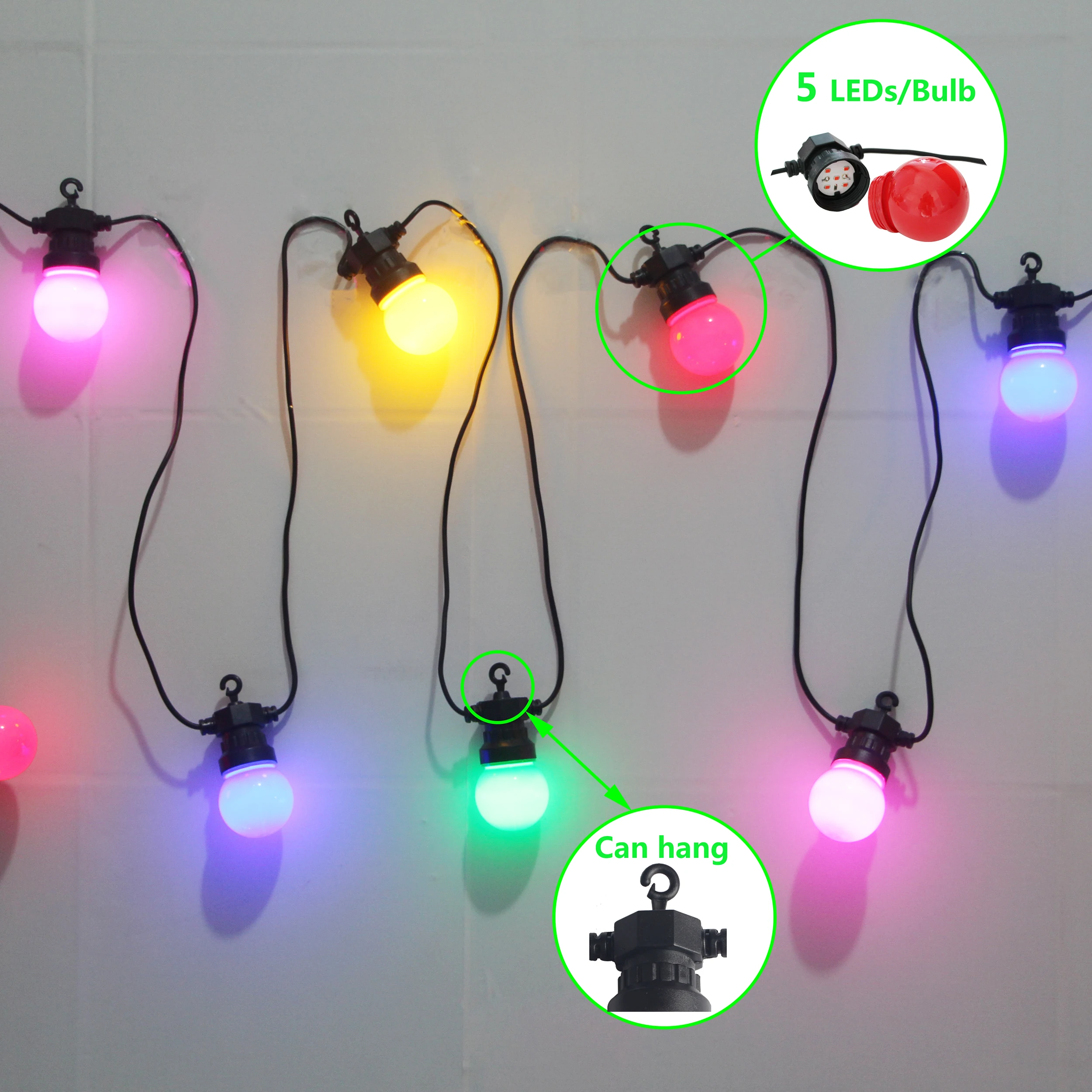 10/20/30 Colorful Bulb Led String Lights Fairy Christmas Outdoor Waterproof Globe Wedding Party Decor Garland For Backyard Patio