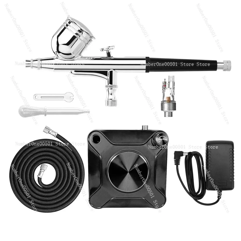 Whisper Quiet Mini Airbrush Compressor Kit Model Tattoo Nail Art Spray Gun Set for Painting -095