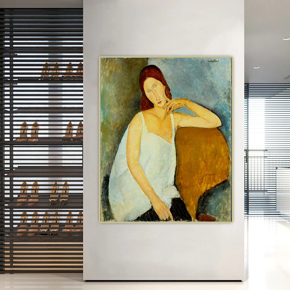 Amedeo Modigliani《Seated Woman》Canvas Art Oil Painting Artwork Poster Picture Wall Hanging Decor Home Living Room Decoration