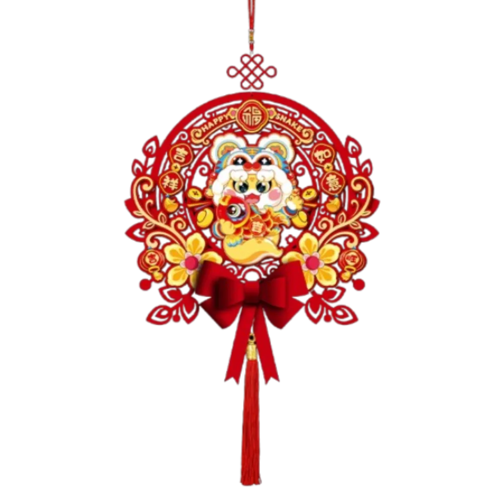 

Chinese Style Snake Year Fu Character Pendants Traditional Handmade 2025 New Year Lucky Pendant Red with Tassels