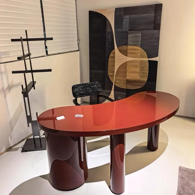 Minimalist postmodern red desk, model villa study office desk