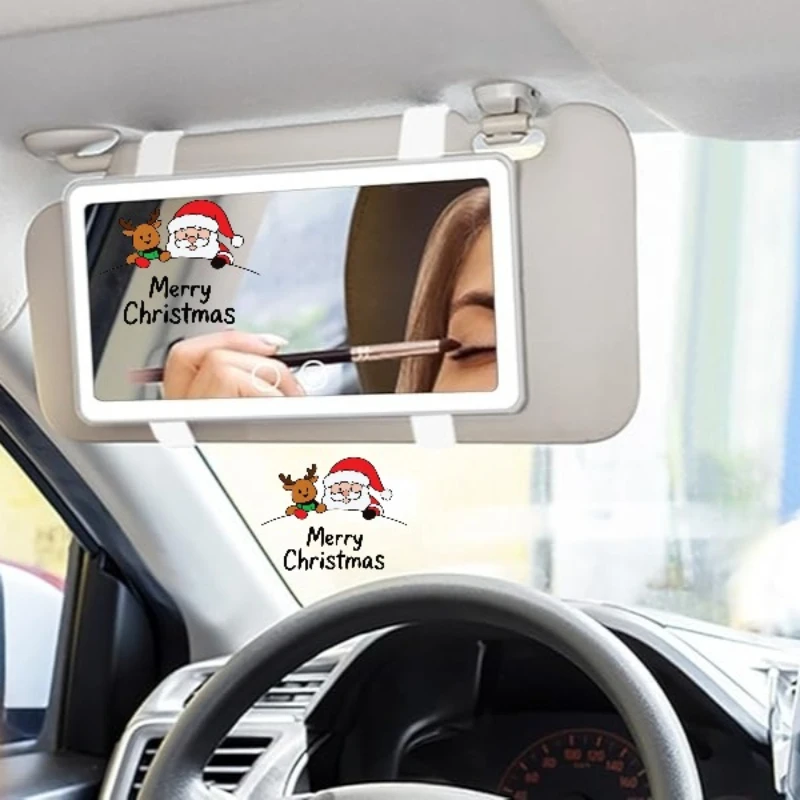 1PC Festive Christmas Stickers: Cute Santa Claus & Reindeer Designs for Rearview Mirrors, Makeup Mirrors, Bicycles & Laptops