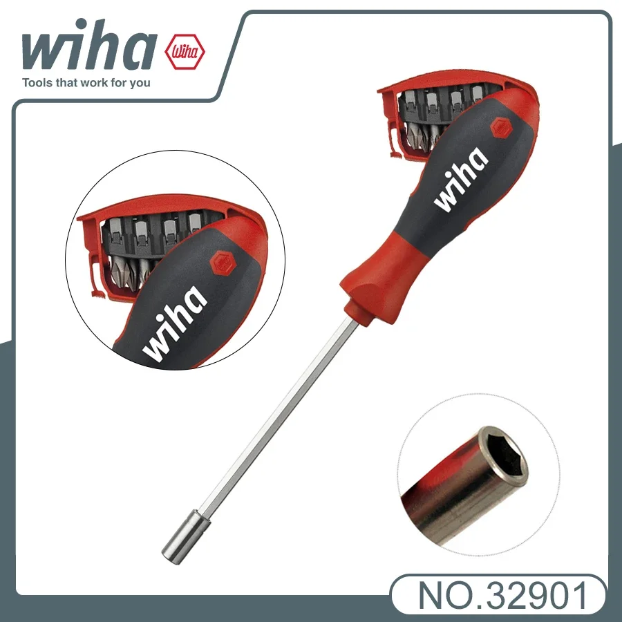 

WIHA Pop Up Screwdriver Set with 8 Bits SL/PH/PZ/TORX Magnetic Screwdriver Magazine Slim Rod Precision Screwdriver 32901 32903