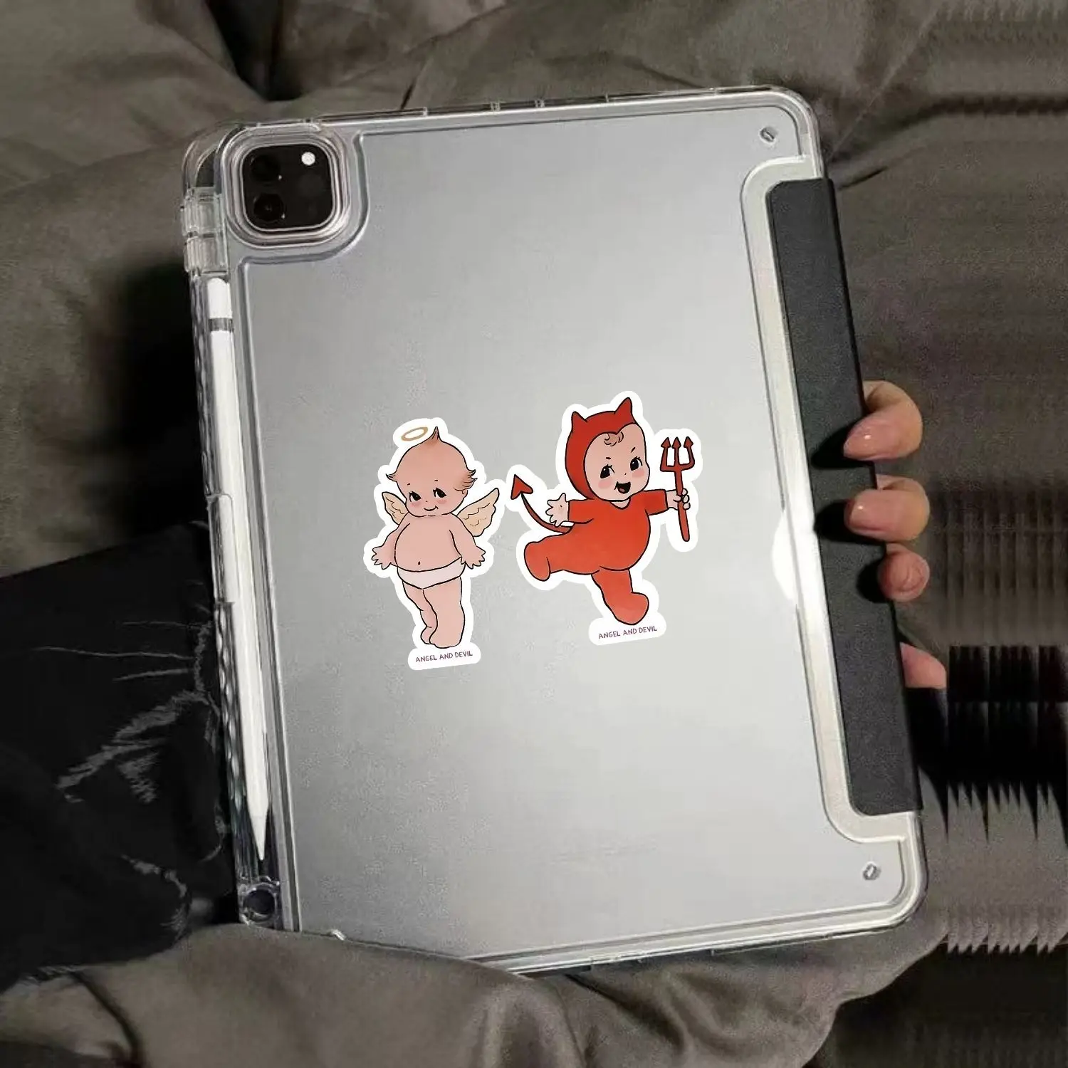 

1/2/3 шт. водонепроницаемые наклейки для ноутбука «Ангел и Дьявол» — милые и забавные школьные принадлежности из глянцевого винила, идеально подходят для студентов и подростков