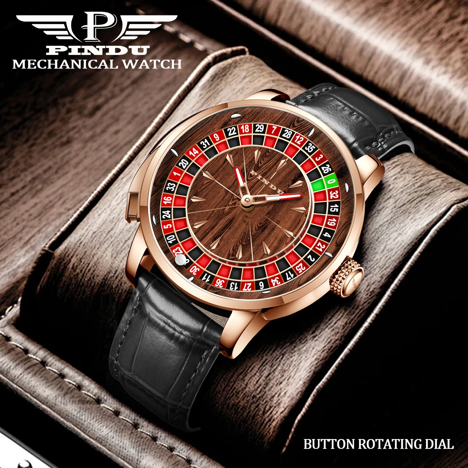 2025 NEW PINDU Rotating dial design Mechanical Watch Men Japan NH35 Movement Sapphire Waterproof TOP-luxurious Automatic watch
