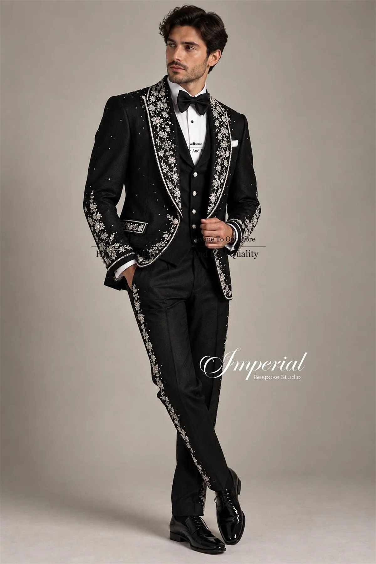Luxury Crystals Diamond Tuxedos Men Suits Slim Fit Wedding Male Groom Blazers 3 Pieces Sets Party Costume Homme Customized