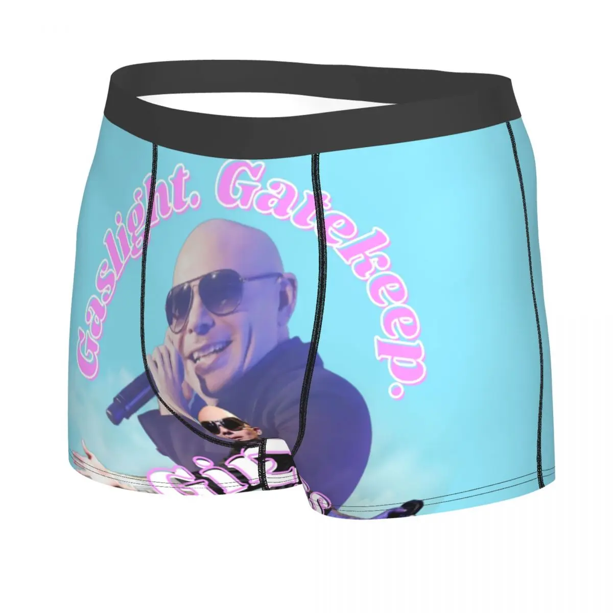 Mr Worldwide Says To Girlboss Underwear Men Sexy Printed Customized Pitbull Boxer Shorts Panties