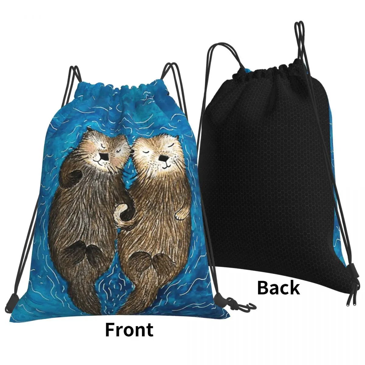 Otter CUTE SLEEP Backpacks Multi-function Drawstring Bags Shoes Bag Book Bags for Man Woman School