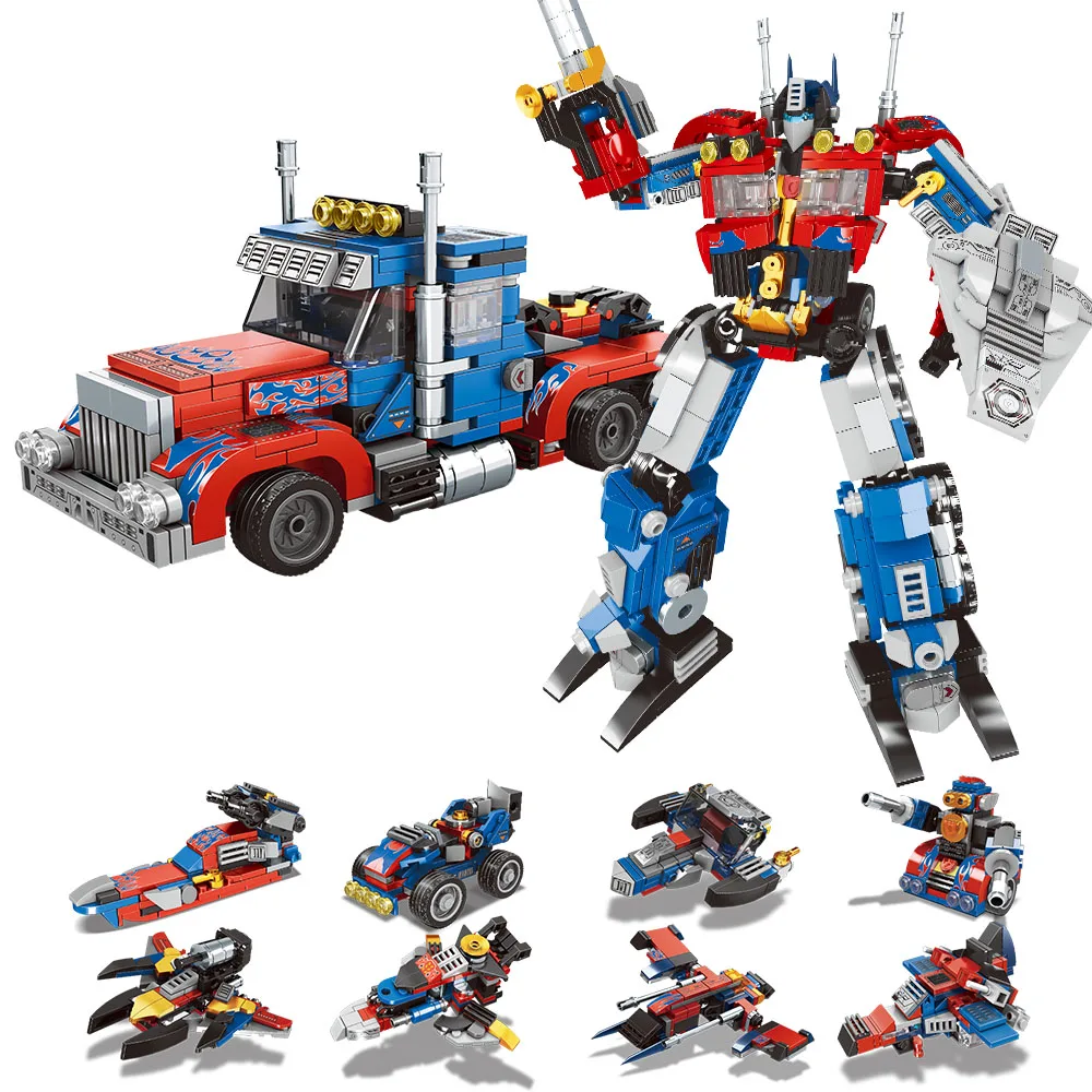 Ensemble de jouets de construction robot, comprenant 2 kits de construction de robots transformateurs, soldat de camion, bloc de camion de construction