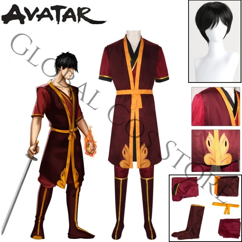 Zuko Cosplay Costume Prince Unifrom Anime Avatar The Last Airbender Wig Footed Leggings Props Set Halloween Party Comic Con