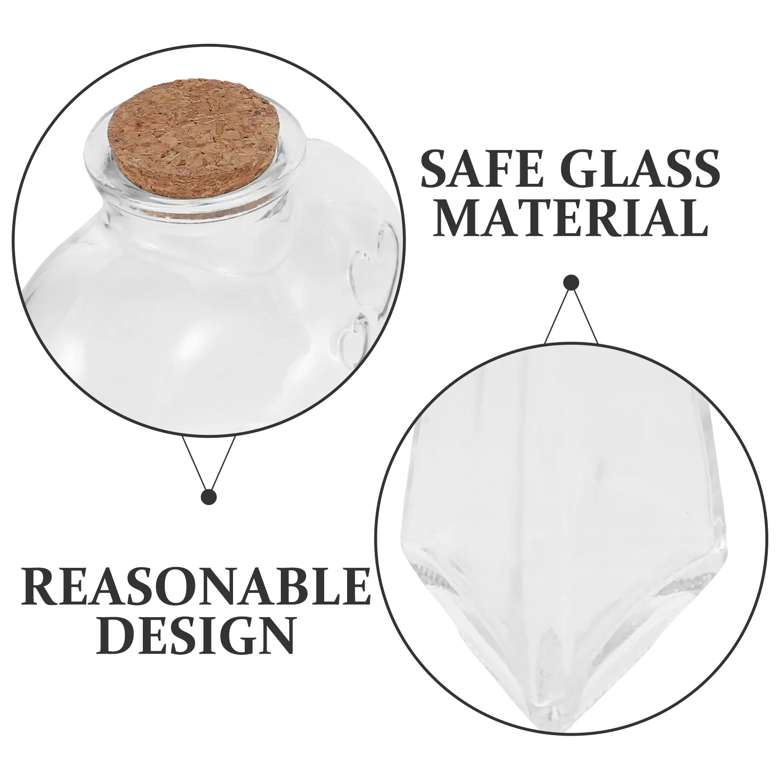 

3Pcs Premium Glass Wishing Bottle Heart Prismatic Shape Transparent Wedding Sand Ceremony Ornament Decorative Craft Storage