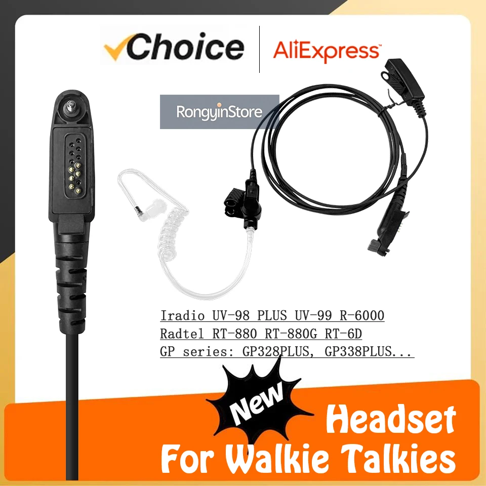 

Наушник с воздушной трубкой, микрофон для радио UV-98 Plus UV-99 Motorola GP328plus GP328-Plus GP344R Anysecu F22 F25 W5 Walkie Talkie