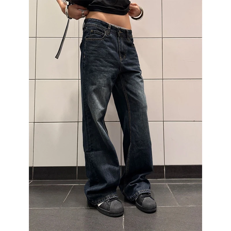 

Y2K Baggy Jeans for Women Trendy Low Rise Casual Straight Leg Boyfriend Jeans Denim Pants with Pocket Streetwear