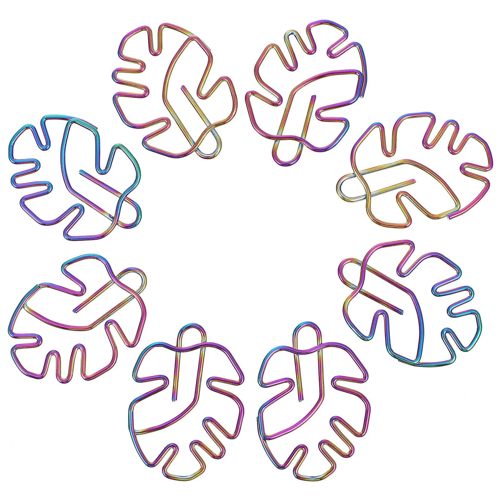 8Pcs Metal Paper Clips Monstera Shape Long Lasting Use Fun Delight Working Studying Bookmark Notebook Calendar Markers