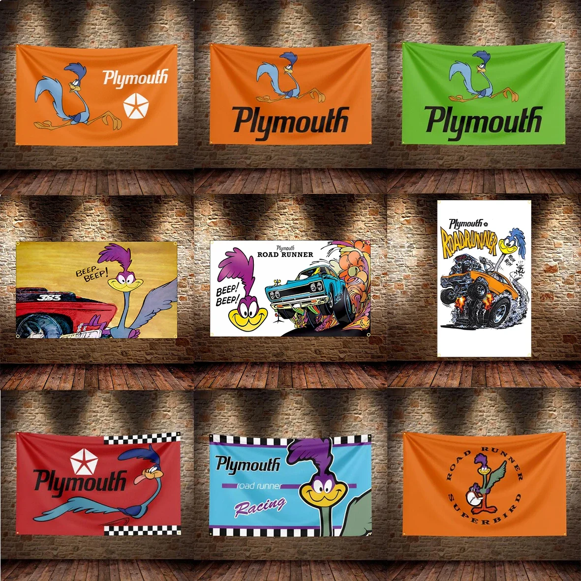 90x150cm 3X5ft Road Plymouths Runner Flag Polyester Printed Garage or Outdoor Decoration Banner Tapestry
