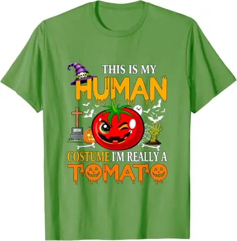 Lustiges Scherz-Kostüm „Ich bin wirklich eine Tomate“ Halloween-Lebensmittel-T-Shirt Y2k Witz Sarkastisches Persönlichkeits-Sprüch-T-Shirt Weiches Baumwoll-Outfit – Detail 11