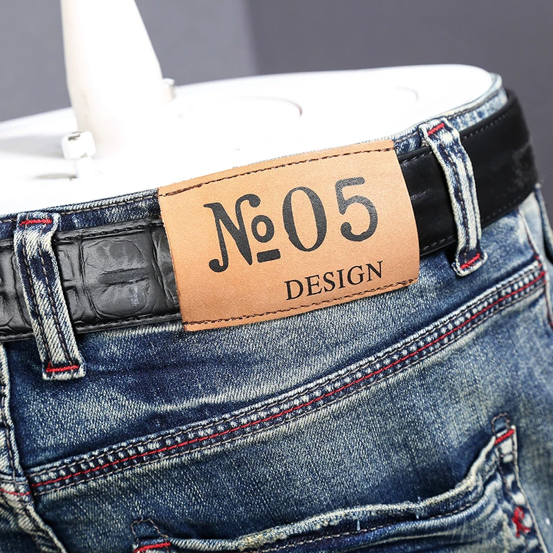 Denim Shorts for Men2024Summer New Thin-Style Blue Retro Nostalgic Straight Slim Fit Fashion Haulage Motor Fifth Pants