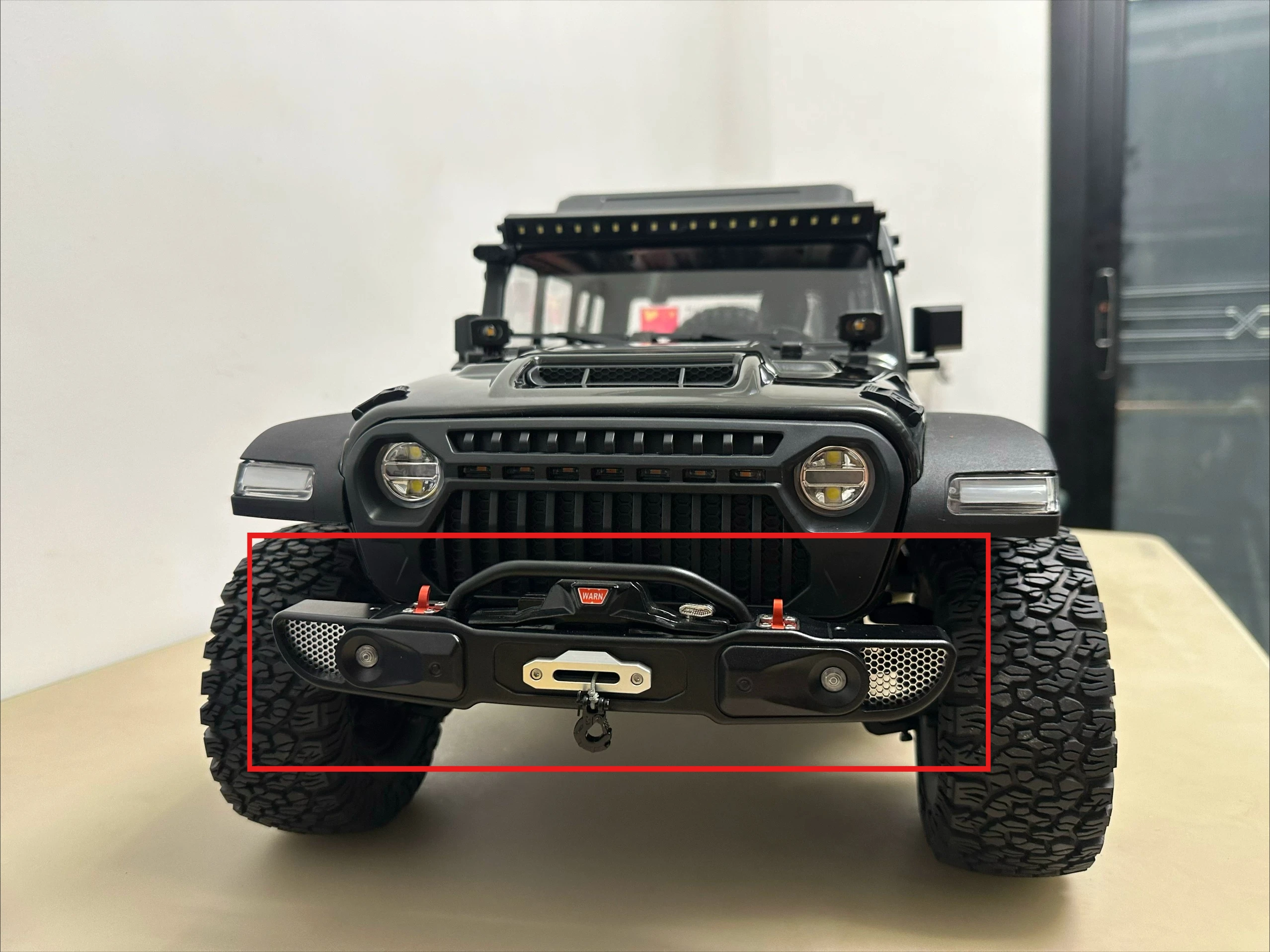 CK5811 CK5812 1/7 RC Climbing Vehicle Parts Metal Front Bumper CNC Front Bumper Winch 3-channel Line Upgrade Parts