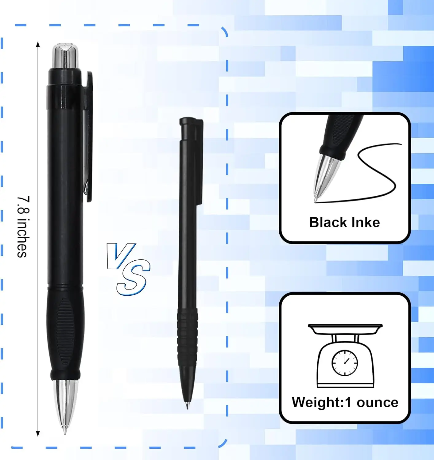 Big Pens Fat Pens Weighted Pens -Enhanced Writing Stability for Arthritis and Elderly Easy Thick  3pcs Black Glass pen