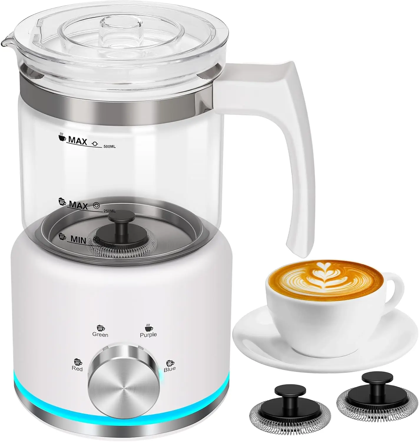 

Milk Frother, 16.9 OZ Milk Frother and Steamer, 4 in 1 Electric Milk Frother Dishwasher Safe Durable Silent Frother for