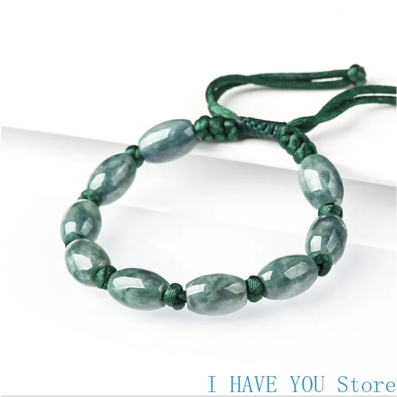Birmańskie bransoletki z koralików jadeitowych Amulet Zielona moda Luksusowa biżuteria z kamienia naturalnego Rzeźbiona biżuteria Kobiety Projektant Szmaragdowe amulety Jadeit — zdjęcie 5