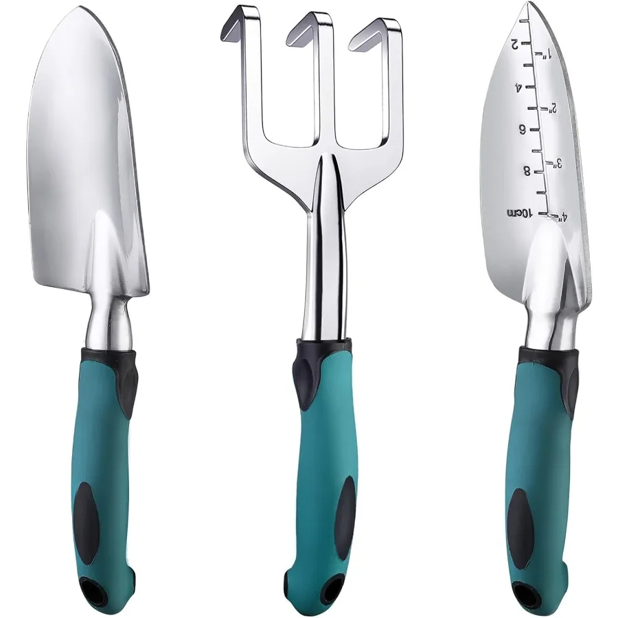 

FANHAO Garden Tools Set 3 Piece Heavy Duty Gardening Tools Cast Aluminum with Soft Rubberized NonSlip Handle Durable Garden Han