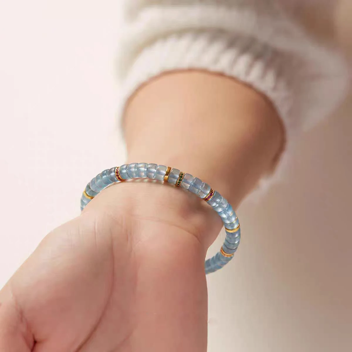Blue Sky Blue Sapphire Bracelet 925 Silver Small Design Sense Bracelet for Girlfriend Wife