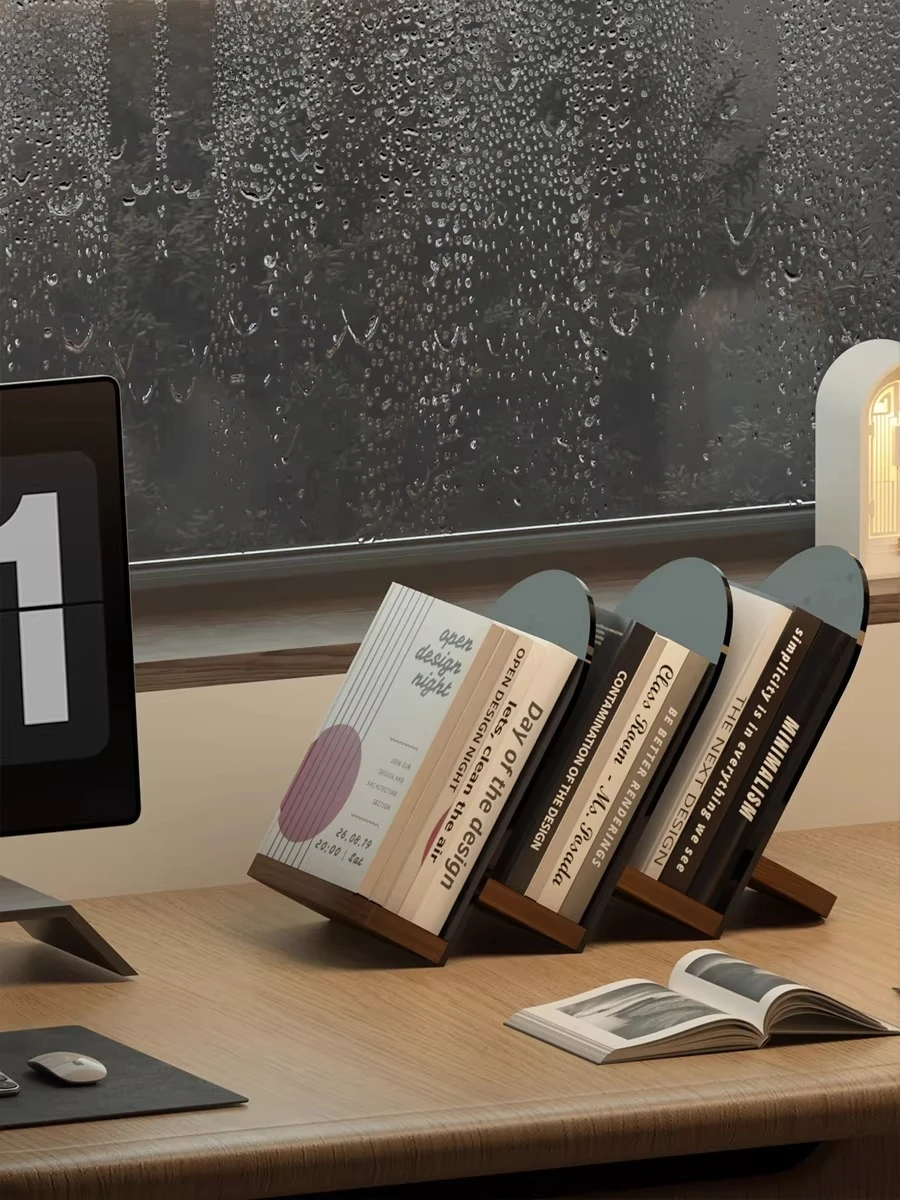 Desktop Literature and Art Bookshelf Premium Acrylic Bookstand Shelf Lounge Desktop Magazine Display Shelf Tilt CD Shelf