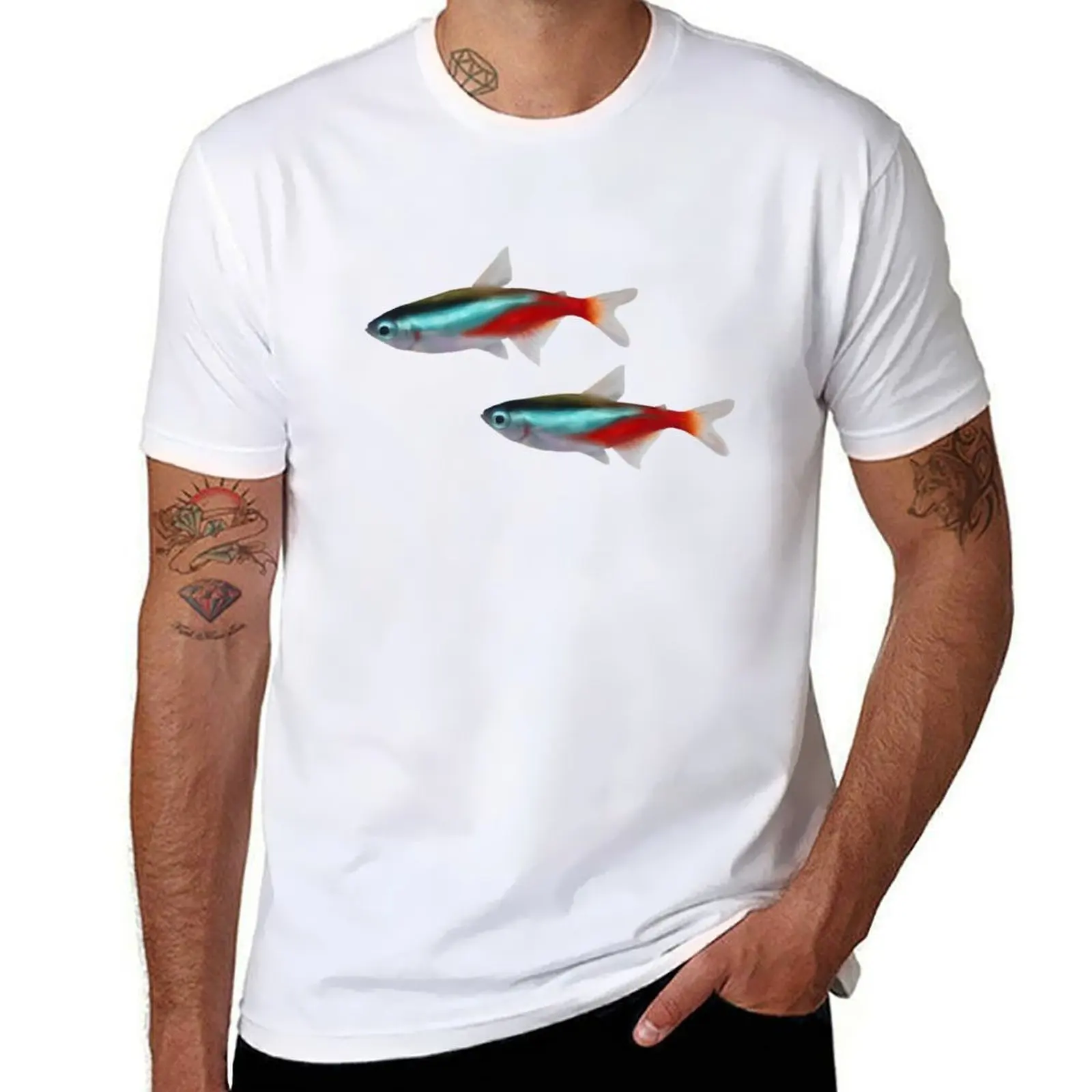 

NEON TETRA FISH PET T-Shirt cotton t shirts man 100% funny t shirts cotton t shirts for man graphic funny T-Shirt