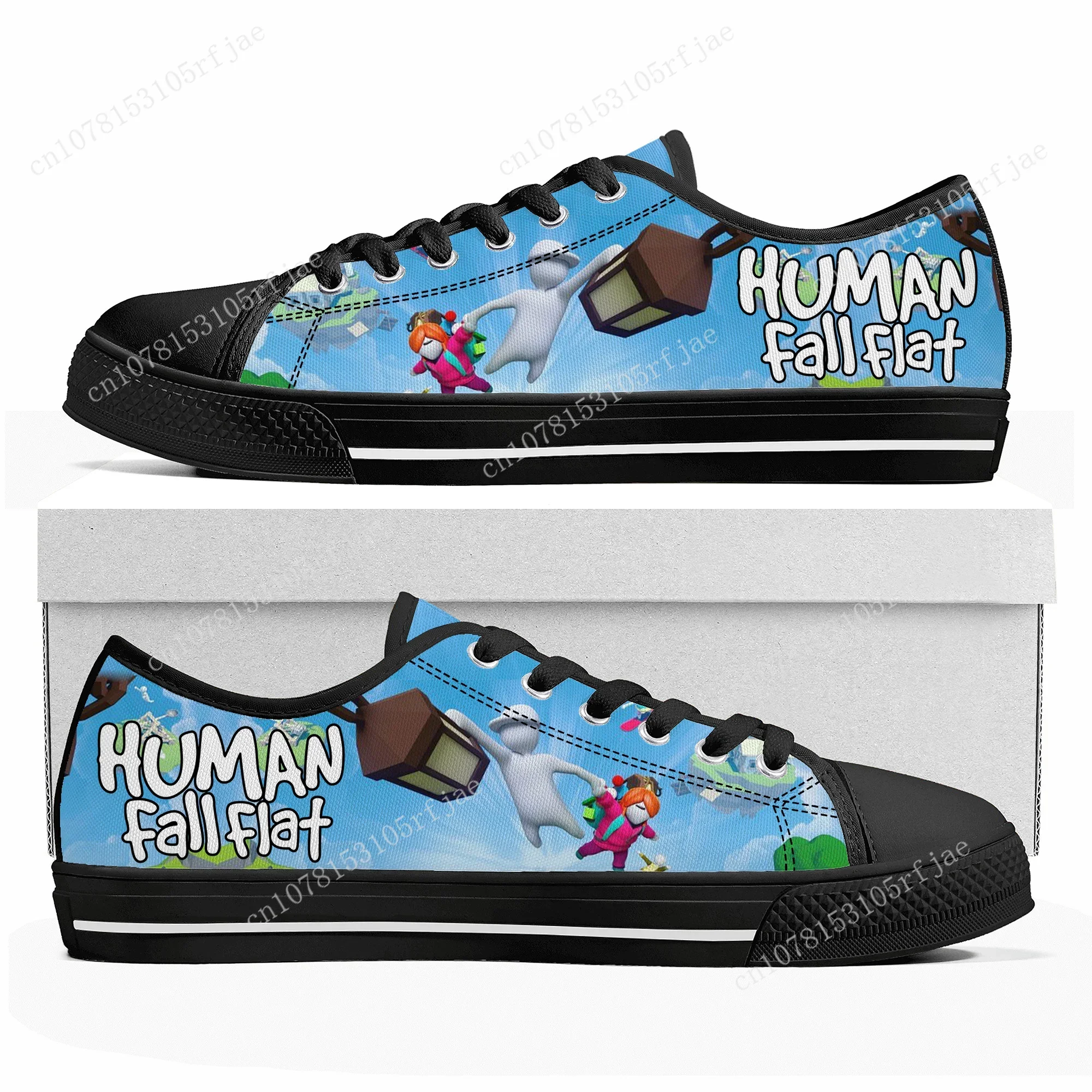 Cartoon Game Human Fall Flat Low Top Sneakers Womens Mens Teenager Shoes Casual Fashion Tailor Made Canvas Sneaker