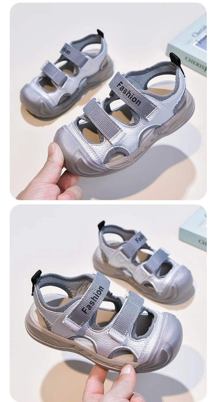 Jungen Mädchen Freizeitsandalen mit Zehenkappe Kinder Sportsandalen Weiche Sohle 2026 Brandneue Kinder Strandschuhe Rutschfest – Detail 14