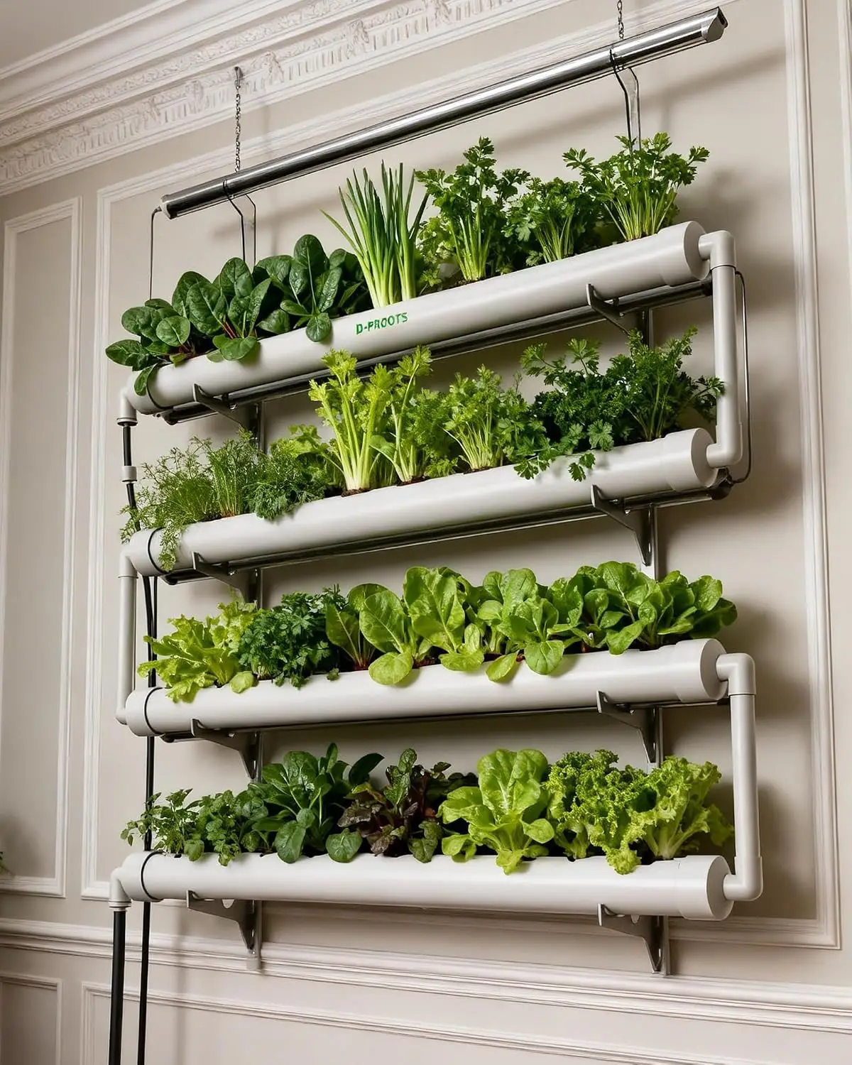 Hydroponics Growing System 36 Pods Wall Mounted Indoor Garden Full Spectrum Grow Lights Powerful Water Recycling Opaque PVC-U Hy
