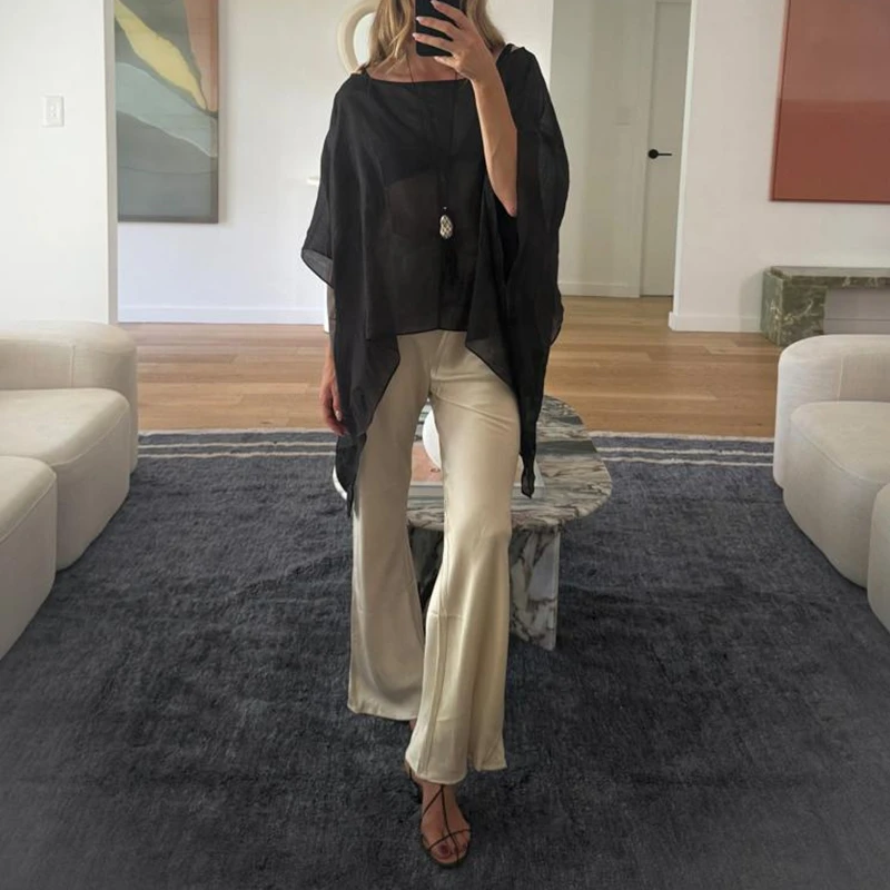 

Женские пляжные накидки-бикини, прозрачные, однотонные, в стиле Y2K, с открытыми плечами, асимметричным подолом, свободного кроя, летние пляжные топы