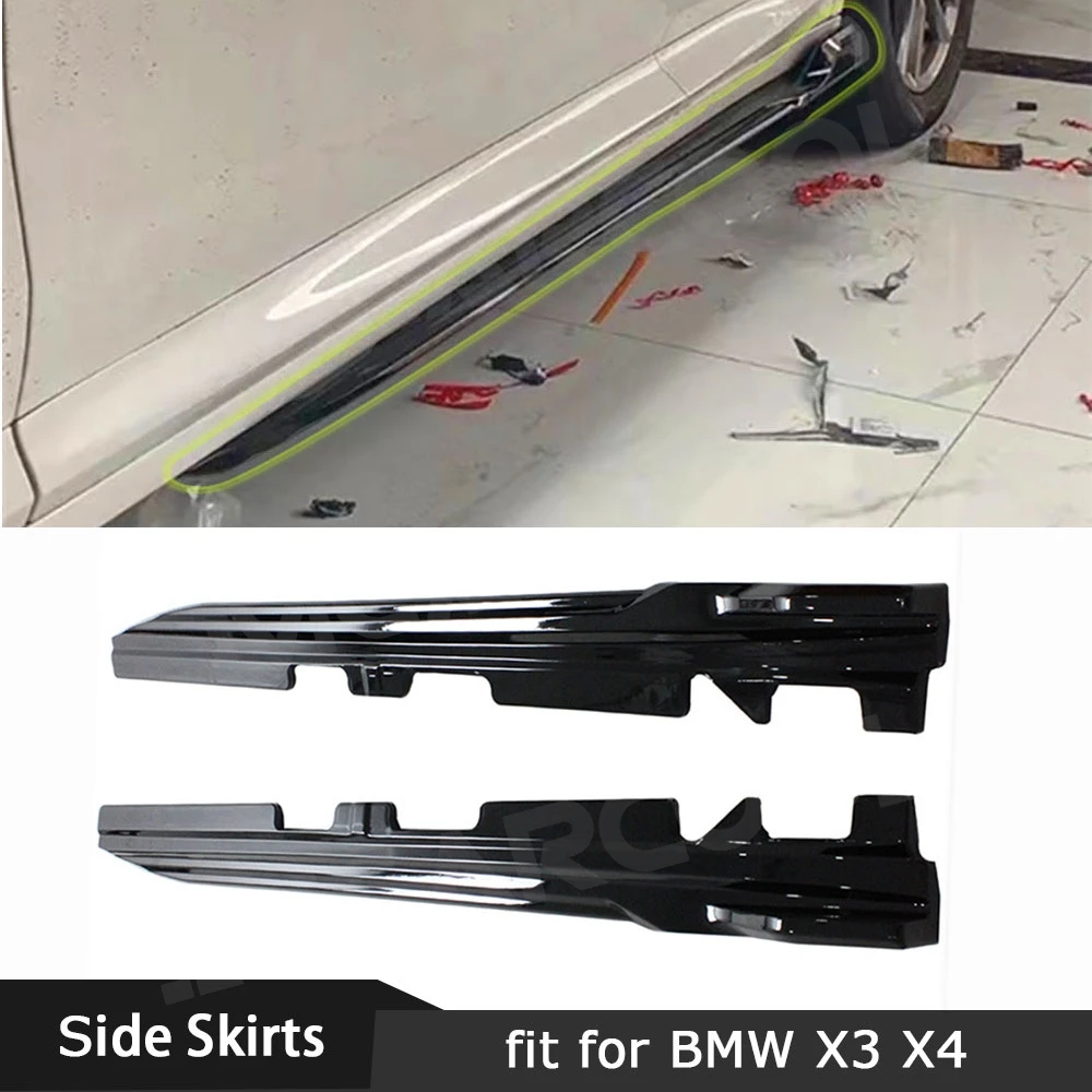 

For BMW X3 X4 G01 G02 2018-2023 Carbon Fiber Side Skirts Aprons Rocker Panel Lip Splitter Spoiler ABS Car Body Kits Accessories