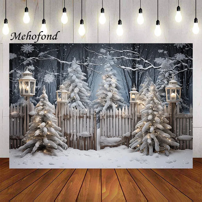 

Mehofond Photography Background Winter Christmas Forest Snow Glitter Xmas Trees Kids Family Portrait Decor Backdrop Photo Studio