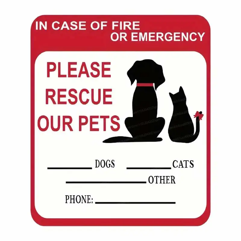 Self-Adhesive Disaster Emergency Pet Rescue Sticker Warning Label for Doors And Windows 