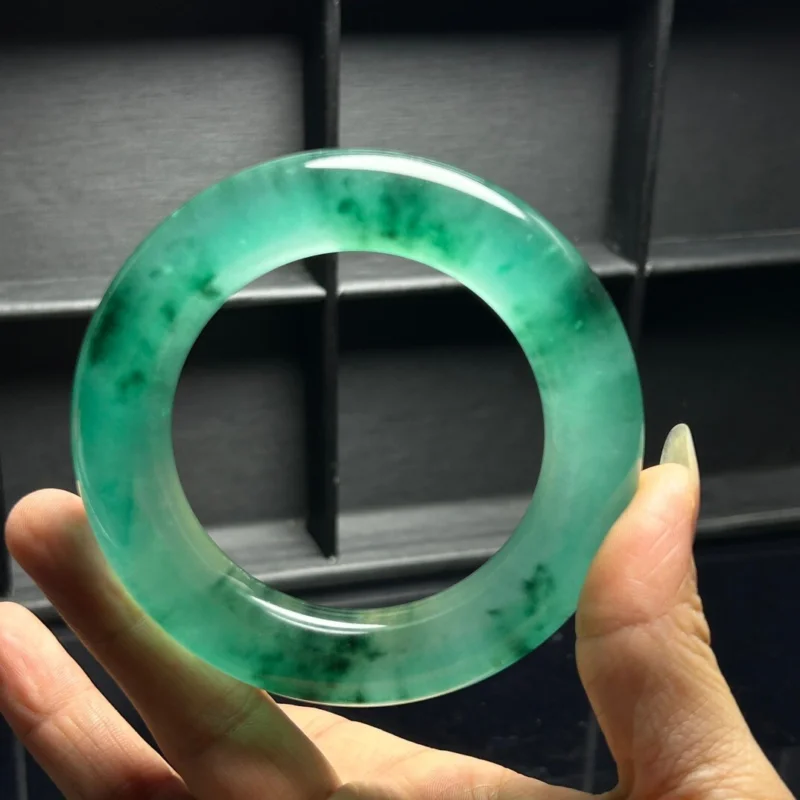 

Certified Natural A Burmese high Icy Green Jade jadeite Bracelets bangle 57MM