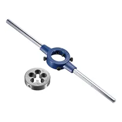 uxcell Round Die Stock Handle Wrench Set 1/2-28 UNEF Threading Die and 38mm Die Holder with 5 Adjustable Screws