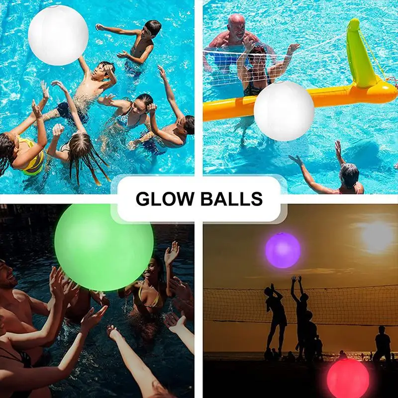 Ilumine bolas infláveis piscina praia jogos bolas para flutuante ao ar livre led nightlight para quintal verão piscina