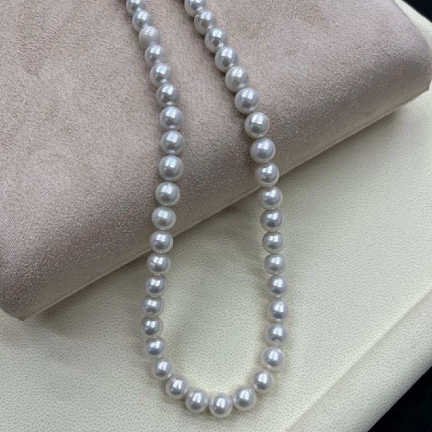Natural Pearls 8-9mm round Smooth Freshwater White Necklace DIY Semi-Finished Baroque Jewelry Making Accessories