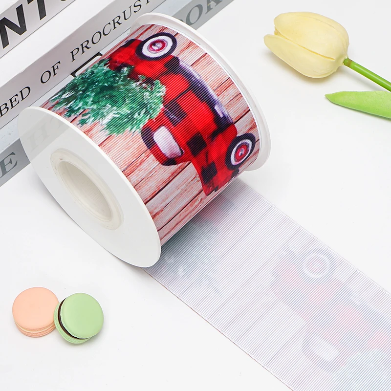 DIY kreskówka wesoła z nadrukiem świątecznym rypsowa wstążka do zapasy rzemieślnicze akcesoriów do szycia 5 jardów. 88250