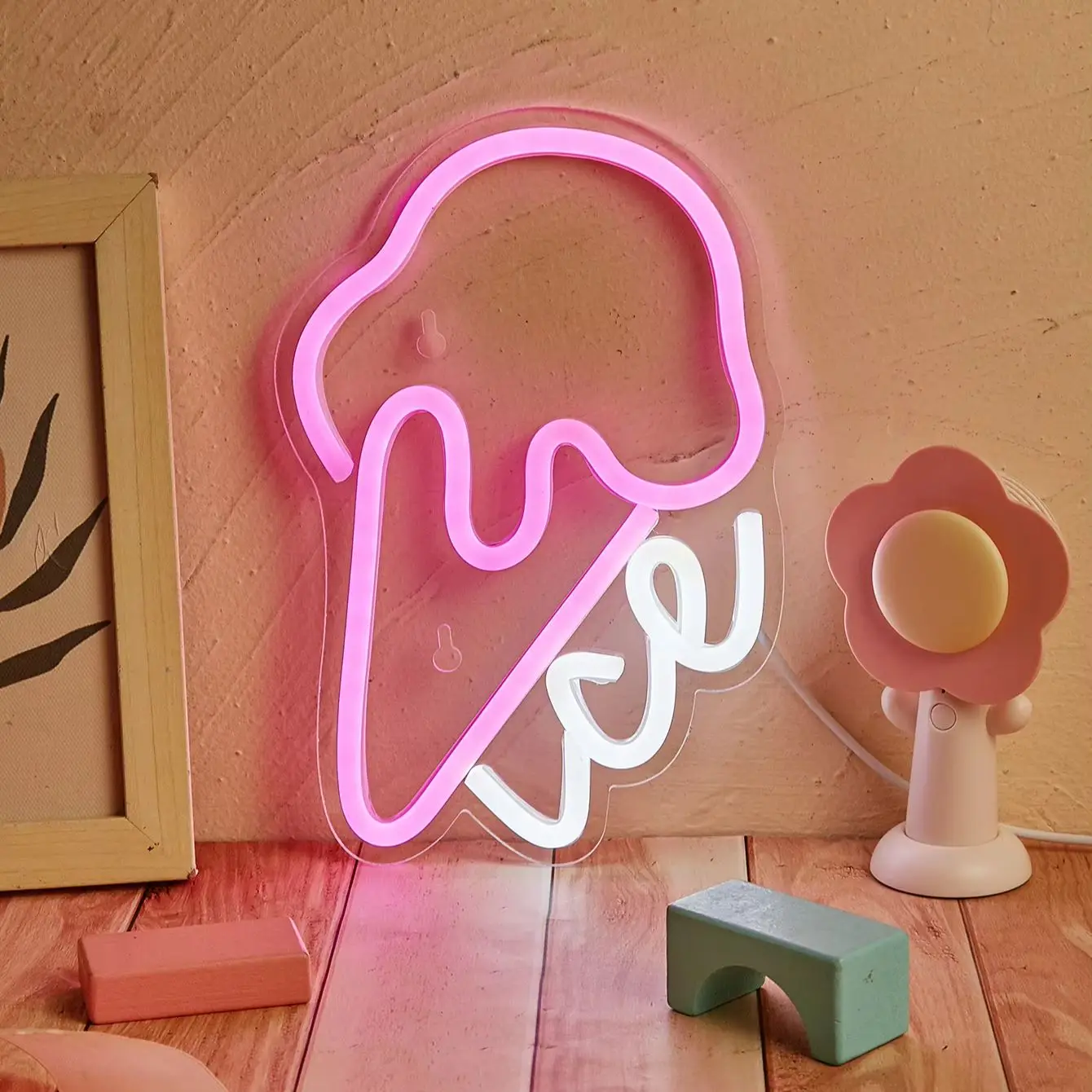 Chi-buy LED Neon Ice cream cone USB Powered Neon Signs Decor Lamp Signs Birthday Gift Wall Art For Bedroom Room Bar Shop
