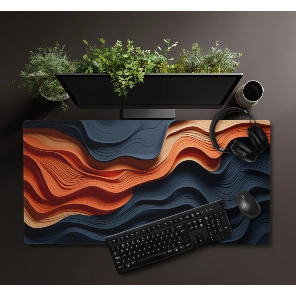 Topographic desk mat Navy blue orange map topo pad alfombrillas para escritorio tapis de souris teclado mecânico