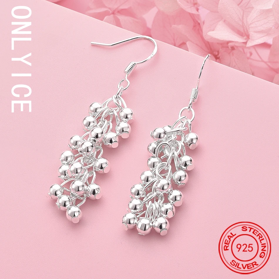

Top 925 Sterling Silver Grape Beads Earrings Drop Earrings Anniversary Gift Popular Wild Fashion Romantic Jewelry