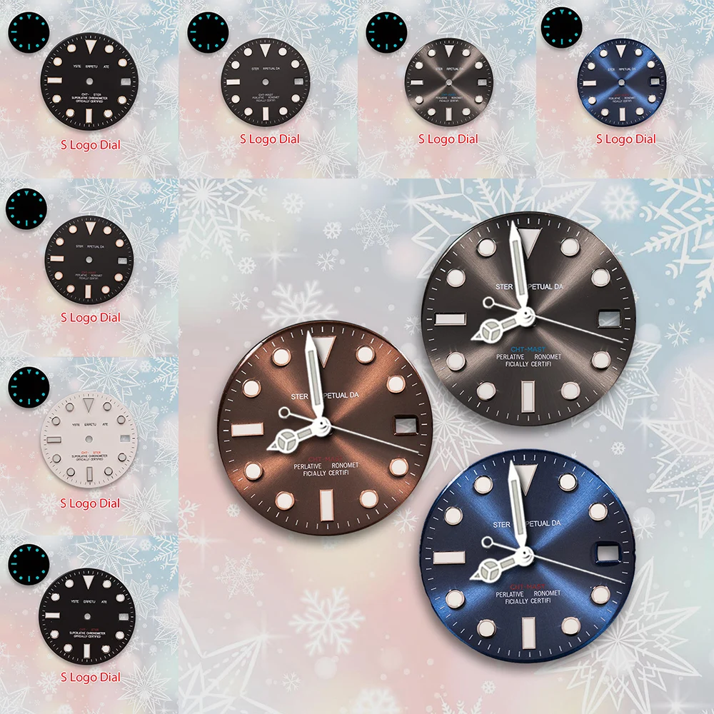 Cadran sous-marin NH35 y-acht avec Logo S, 28.5mm, adapté au mouvement NH36/4R/7S, bleu glace, lumineux, accessoires de Modification de montre sous-marine