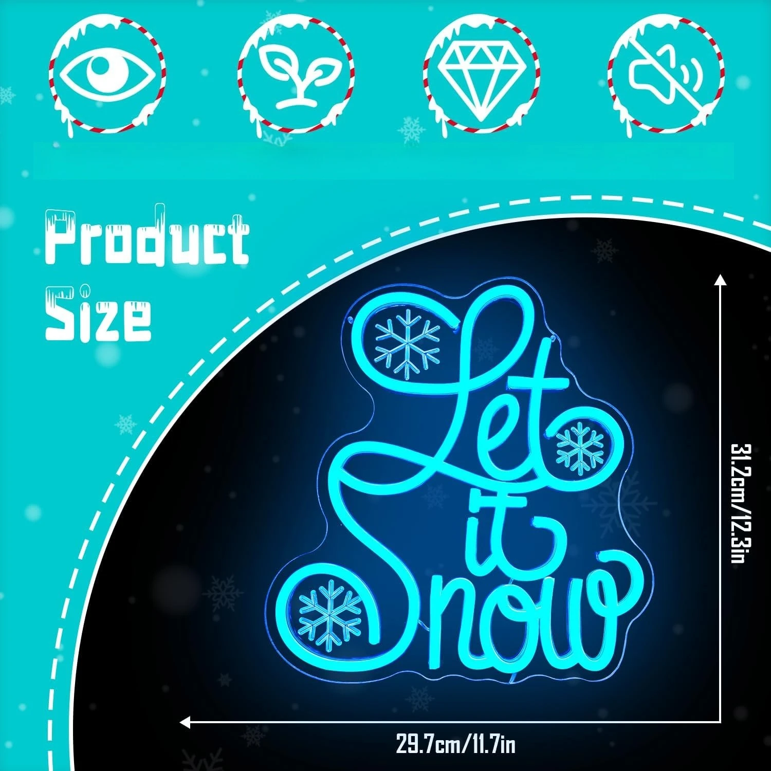 Let It Snow Neon Sign Snowflake Neon Light Winter LED Dimmable for Christmas Bar Winter Party Home Office Art Wall Decor Gift