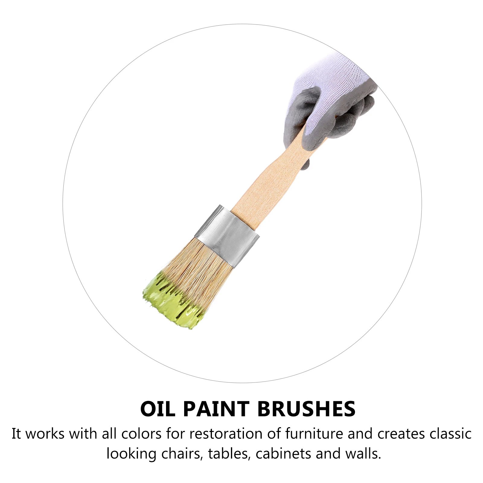 

3pcs Round Head Brush Set Wood Handle Oil Paint Tool Varnishes Home Decor Sturdy Flexible Painting Wax Brushes Set